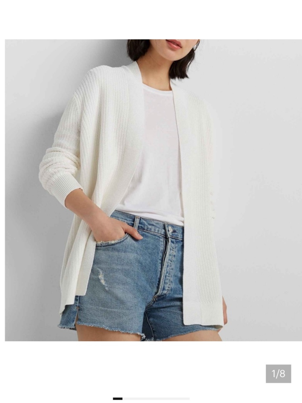 Club Monaco Open-Front Cream Knit Cardigan M